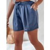TMAVĚ MODRÉ DÁMSKÉ LÁTKOVÉ ŠORTKY SE ZAVAZOVÁNÍM RELAX TIME (Velikost M)