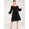 ČERNÉ DÁMSKÉ MIDI ŠATY S ODHALENÝMI RAMENY (Velikost ONE SIZE)