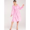 RŮŽOVÉ DÁMSKÉ MIDI ŠATY S ODHALENÝMI RAMENY (Velikost ONE SIZE)