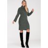 OLIVOVĚ ZELENÉ DÁMSKÉ SVETROVÉ ŠATY S ROLÁKEM (Velikost ONE SIZE)
