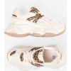 SMETANOVÉ DÁMSKÉ SNEAKERSY NA HRUBÉ PODRÁŽCE S LEOPARDÍMI DETAILY (Velikost 36)