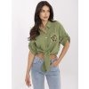 KHAKI DÁMSKÁ MUŠELÍNOVÁ KRÁTKÁ KOŠILE S VÁZÁNÍM (Velikost ONE SIZE)