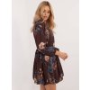 HNĚDÉ DÁMSKÉ VZOROVANÉ MINI ŠATY S VÝSTŘIHEM DO V (Velikost ONE SIZE)