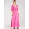 RŮŽOVÉ MAXI ŠATY SE ZAVAZOVÁNÍM NA ZÁDECH (Velikost ONE SIZE)
