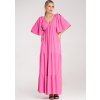 RŮŽOVÉ MAXI ŠATY SE ZAVAZOVÁNÍM NA ZÁDECH (Velikost ONE SIZE)