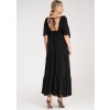 ČERNÉ MAXI ŠATY SE ZAVAZOVÁNÍM NA ZÁDECH (Velikost ONE SIZE)