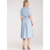 SVĚTLE MODRÉ BAVLNĚNÉ MIDI ŠATY S LÍMEČKEM A PÁSKEM (Velikost S/M)