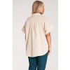 BÉŽOVÁ DÁMSKÁ OVERSIZE KOŠILE S KRÁTKÝM RUKÁVEM (Velikost S/M)