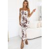 DÁMSKÉ PŘILÉHAVÉ ŠATY BEZ RAMÍNEK S HNĚDO-BÍLÝM BOHO VZOREM SAVANNAH (Velikost ONE SIZE)