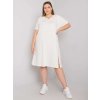 (VEL. ONE SIZE) SMETANOVÉ DÁMSKÉ MIDI ŠATY S NÁPISEM (Velikost ONE SIZE)