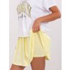 BÍLO-ŽLUTÝ DÁMSKÝ SET TRIČKA A PLISOVANÉ SUKNĚ SE VŠITÝMI ŠORTKAMI (Velikost ONE SIZE)