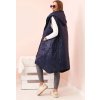 TMAVĚ MODRÁ DÁMSKÁ OVERSIZE PROŠÍVANÁ VESTA S KAPUCÍ NA ZIP (Velikost ONE SIZE)