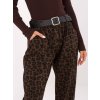 HNĚDÉ DÁMSKÉ VISKÓZOVÉ KALHOTY S LEOPARDÍM VZOREM A PÁSKEM (Velikost ONE SIZE)