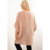 PUDROVĚ RŮŽOVÝ DÁMSKÝ PLETENÝ PLUS SIZE SVETR S PŘÍMĚSÍ MOHÉRU (Velikost ONE SIZE)