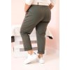 KHAKI DÁMSKÉ BAVLNĚNÉ PLUS SIZE KALHOTY S PÁSKEM (Velikost XL)
