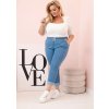 SVĚTLE MODRÉ DÁMSKÉ PLUS SIZE DŽÍNY S ELASTICKÝM PASEM (Velikost XL)