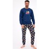 CORNETTE TMAVĚ MODRÉ DLOUHÉ PÁNSKÉ VÁNOČNÍ PYŽAMO TEDDY (Velikost 2XL, Barva tmavě modrá)