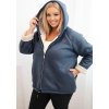 TMAVĚ MODRÁ DÁMSKÁ PLUS SIZE BUNDA ZATEPLENÁ MĚKKÝM BERÁNKEM (Velikost ONE SIZE)