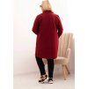 VÍNOVÝ DÁMSKÝ ELEGANTNÍ PLUS SIZE KABÁT  S LÍMCEM A VELKÝMI KAPSAMI (Velikost ONE SIZE)