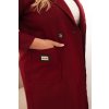 VÍNOVÝ DÁMSKÝ ELEGANTNÍ PLUS SIZE KABÁT  S LÍMCEM A VELKÝMI KAPSAMI (Velikost ONE SIZE)