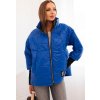 MODRÁ DÁMSKÁ PROŠÍVANÁ BUNDA SE STOJÁČKEM A ELASTICKÝMI MANŽETAMI (Velikost ONE SIZE)