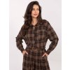 HNĚDÁ DÁMSKÁ KÁROVANÁ FLANELOVÁ KOŠILE S ODNÍMATELNOU BROŽÍ (Velikost ONE SIZE)