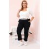 ČERNÉ DÁMSKÉ BAVLNĚNÉ PLUS SIZE KALHOTY S PÁSKEM (Velikost XL)