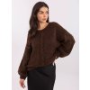 TMAVĚ HNĚDÝ DÁMSKÝ OVERSIZE PLETENÝ SVETR (Velikost ONE SIZE)