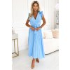 SVĚTLE MODRÉ PLISOVANÉ MIDI ŠATY (Velikost ONE SIZE)
