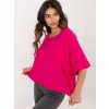 TMAVĚ RŮŽOVÝ DÁMSKÝ OVERSIZE SVETR S KRÁTKÝM RUKÁVEM (Velikost ONE SIZE)