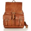 MARCO MAZZINI SVĚTLE HNĚDÝ KOŽENÝ BATOH S KAPSAMI (Velikost ONE SIZE)