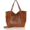 MARCO MAZZINI VELKÁ SEMIŠOVÁ KOŽENÁ SHOPPER KABELKA S KAPSOU HNĚDÁ (Velikost ONE SIZE)