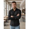 PÁNSKÁ REGULAR FIT KOŠILE ELEGANTNÍ HLADKÁ ČERNÁ (Velikost M)