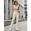 DÁMSKÉ REGULAR FIT JEANS S VYSOKÝM PASEM A PÁSKEM KRÉMOVÉ (Velikost S)