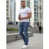 PÁNSKÉ DŽÍNY SLIM FIT S PÁSKEM MODRÉ (Velikost 32)