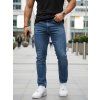 PÁNSKÉ DŽÍNY SLIM FIT S PÁSKEM MODRÉ (Velikost 32)