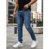 PÁNSKÉ DŽÍNY SLIM FIT S PÁSKEM MODRÉ (Velikost 32)