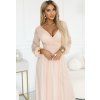 NUMOCO BASIC DÁMSKÉ MAXI ŠATY S TYLOVÝMI RUKÁVY BROSKVOVÉ (Velikost ONE SIZE)