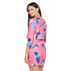 RŮŽOVÉ MINI ŠATY S PEŘÍM K426 PATTERN 52 (Velikost XL)