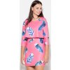 RŮŽOVÉ MINI ŠATY S PEŘÍM K426 PATTERN 52 (Velikost XL)