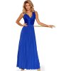 TMAVĚ MODRÉ MAXI ŠATY S KRAJKOVÝM TOPEM LEA (Velikost S)