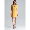HOŘČICOVÉ ŠATY S VÝSTŘIHEM M634 MUSTARD (Velikost S)
