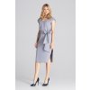 ELEGANTNÍ ŠATY S PÁSKEM M674 GRAY (Velikost S)