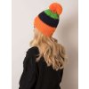 ORANŽOVO-ZELENÁ PRUHOVANÁ DÁMSKÁ ČEPICE S BAMBULÍ (Velikost ONE SIZE)