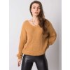 SVĚTLE HNĚDÝ DÁMSKÝ SVETR S VÝSTŘIHEM NA ZÁDECH (Velikost ONE SIZE)