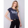 TMAVĚ MODRÉ DÁMSKÉ TRIČKO S NÁPISEM LOVE IS BLIND (Velikost L)