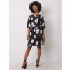 ČERNÉ DÁMSKÉ ŠATY S BÍLÝMI KVĚTY (Velikost 38)