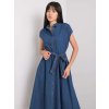 TMAVĚ MODRÉ DŽÍNOVÉ MIDI ŠATY (Velikost 2XS)