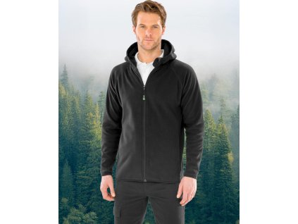 Bunda s kapucňou Recycled Microfleece (Farba Čierna, Veľkosť XS)