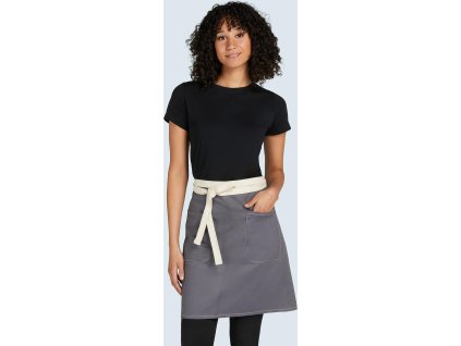 SANTORINI - kontrastná bistro zástera s vreckom (Farba Čierna)